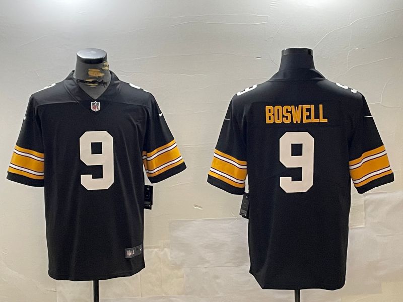 Men Pittsburgh Steelers 9 Boswell Black 2024 Nike Limited NFL Jersey style 1